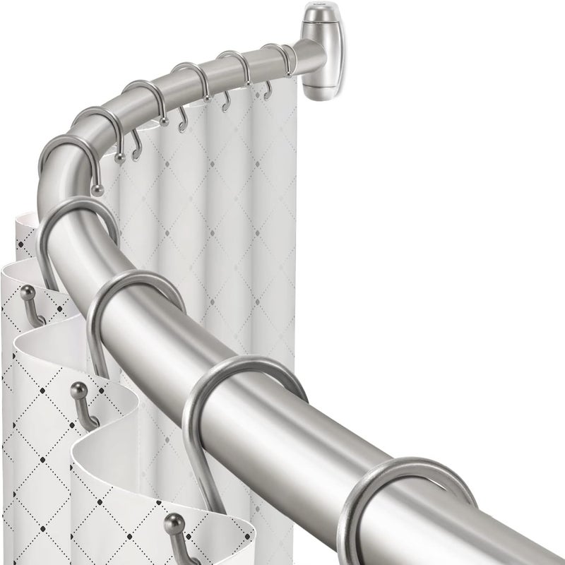 TOPROD Curved Shower Curtain Rod, Round Shower Curtain Rod 48-72 Inches Adjustable, Rounded Bowed Stainless Steel Shower Rods for Bathroom, Bathtub, More Shower Space, Brushed Nickel, Need to Drill - Image 1